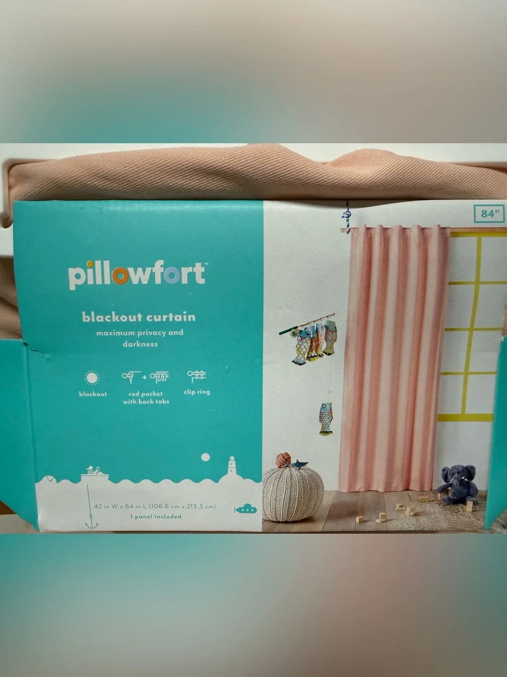 42”W x 84” L Twill Solid Kids  Pink Blackout Curtain Panel - Pillowfort